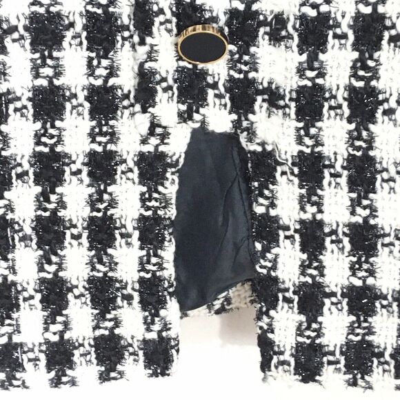 NWT J.O.A. Tweed Fringe Houndstooth Print Sleeveless Sheath Dress Split Hem XS - Picture 9 of 15